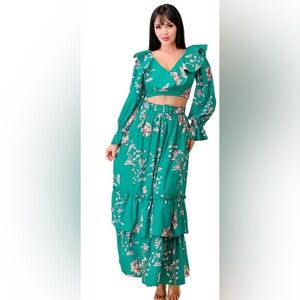 NWT Floral 3 Piece Maxi Skirt and Croptop